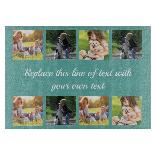 Personalise photo collage and text fleece blanket cutting board (Front)