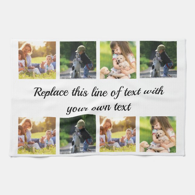 Personalise photo collage and text fleece blanket tea towel (Horizontal)