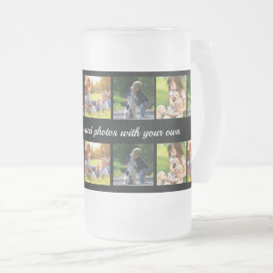 Personalise photo collage and text frosted glass b frosted glass beer mug