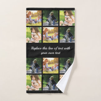 Personalise photo collage and text hand towel
