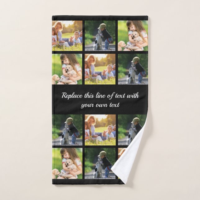 Personalise photo collage and text hand towel (Hand Towel)