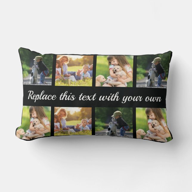 Personalise photo collage and text lumbar pillow (Front)