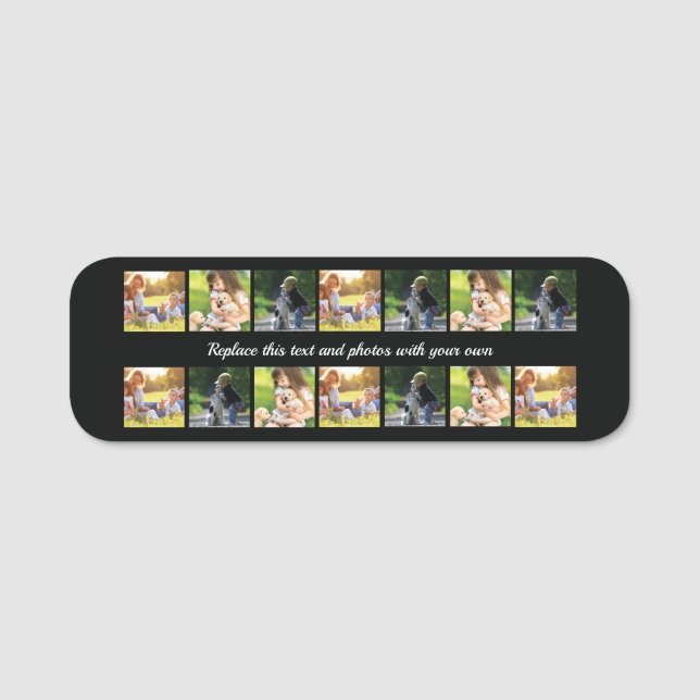 Personalise photo collage and text name tag (Front)