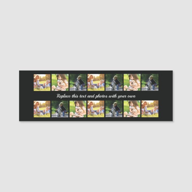 Personalise photo collage and text name tag (Front)