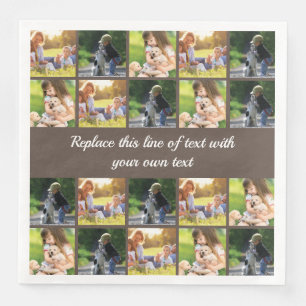 Personalise photo collage and text napkin
