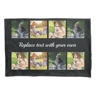 Personalise photo collage and text pillow case
