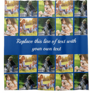 Personalise photo collage and text shower curtain