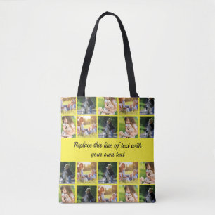 Personalise photo collage and text tote bag
