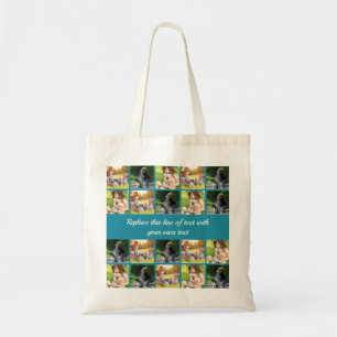 Personalise photo collage and text tote bag
