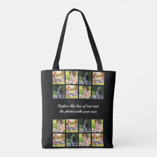 Personalise photo collage and text tote bag