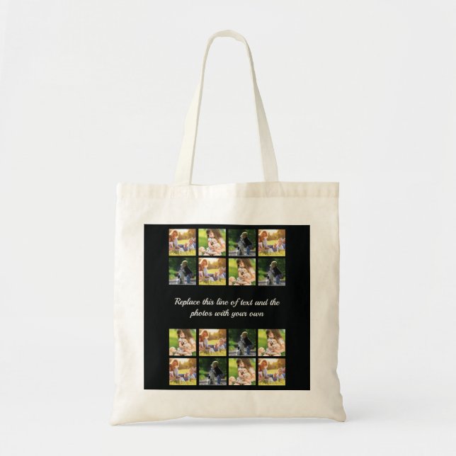 Personalise photo collage and text tote bag (Front)