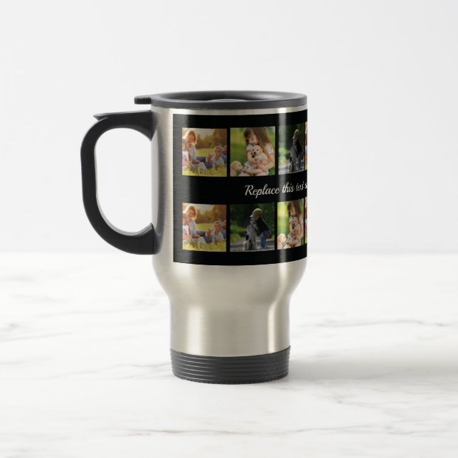 Personalise photo collage and text travel mug (Left)