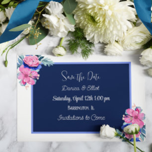 Personalise Photo Floral Wedding Save the Dates Invitation