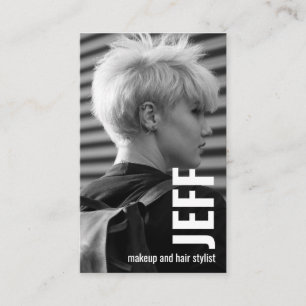 Personalise Photo Minimalist Hairstylist Salon Business Card