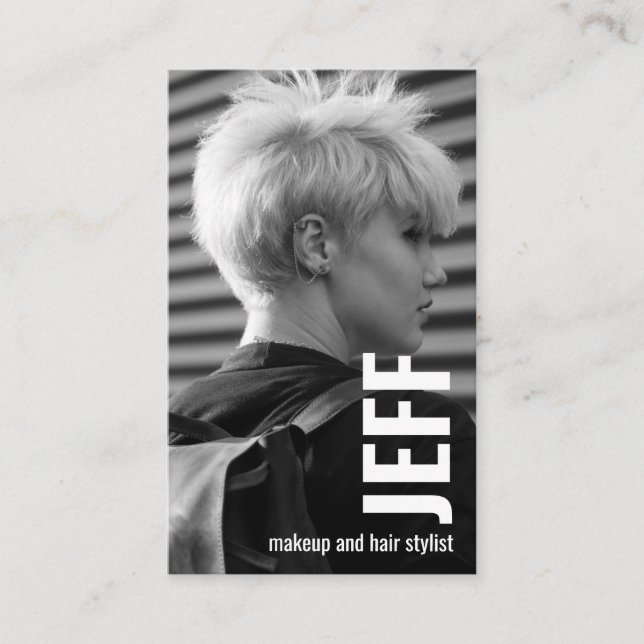 Personalise Photo Minimalist Hairstylist Salon Business Card (Front)