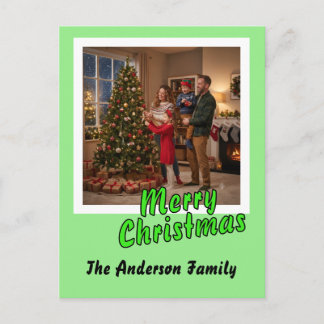 Personalise Photo Script Merry Christmas Holiday Postcard
