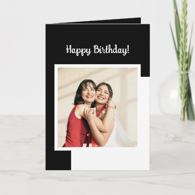 Personalise photo & text Black & White best friend Card (Front)