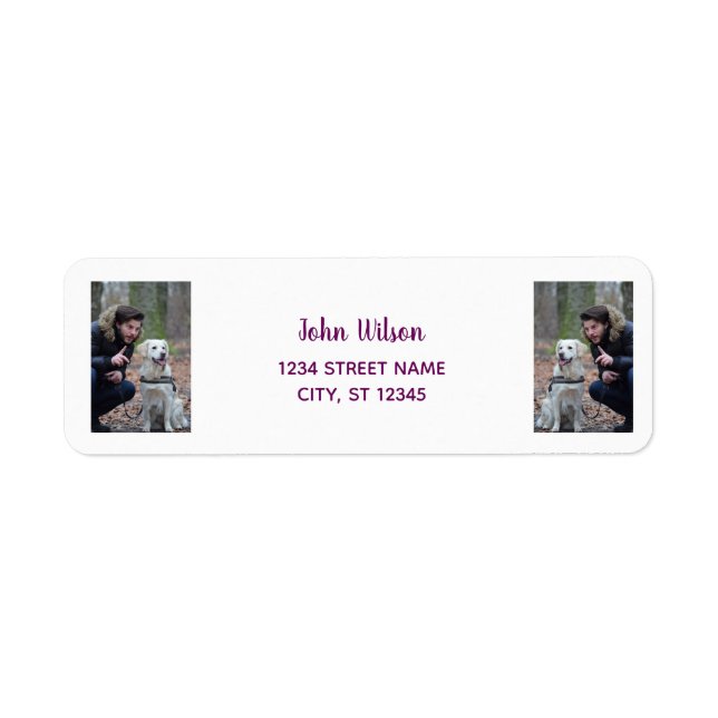 Personalise Photo w/ Dog Modern Return Address (Front)