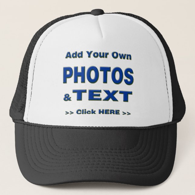 personalise photos text add images customise make trucker hat (Front)