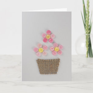 Personalise pink Birthday flowers buttons Card