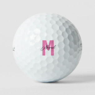 Personalise Pink & Black Custom Titleist Pro VI Golf Balls
