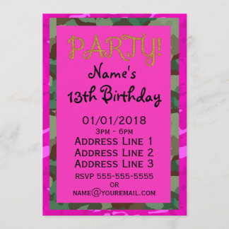 Personalise - Pink Camo Invitation