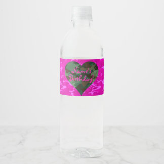 Personalise - Pink Camo Water Bottle Label