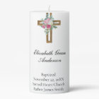 Personalise Pink Floral Cross Baptism Christening