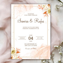 Personalise Pink floral wedding Invitation