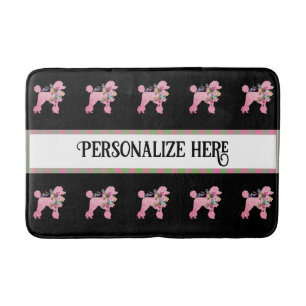 Personalise Pink French Poodle Bath Mat