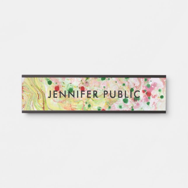 Personalise Pink Red Yellow Green Purple Modern Door Sign (Front)