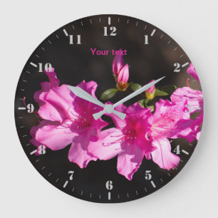 Personalise Pink rhododendron in blossom Large Clock