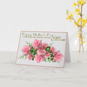 Personalise Pink Roses Happy Mothers Day Mum Card