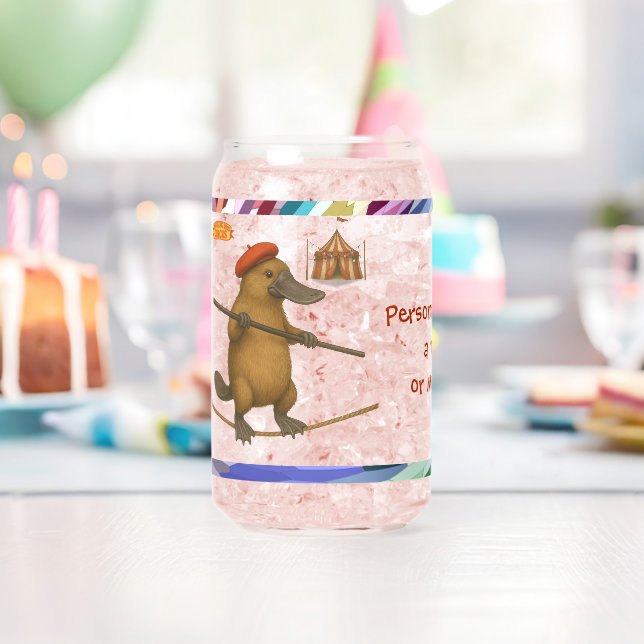 Personalise: Plato platypus tightrope walker Can Glass (Insitu (Birthday))