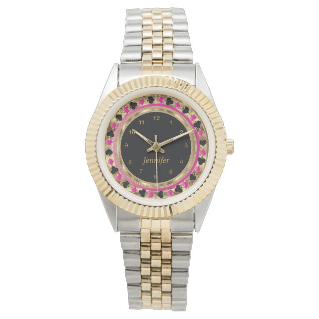 Personalise Poker Player in Pink Watch (Front)