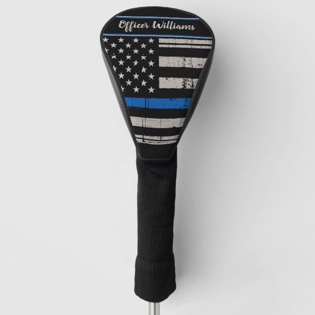 Personalise Police Officer Thin Blue Line Golf Head Cover (Front)
