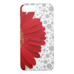 Personalise Polka Dot Red Daisy Case-Mate iPhone Case