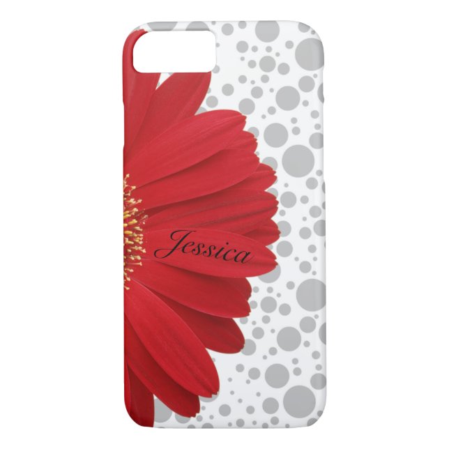 Personalise Polka Dot Red Daisy Case-Mate iPhone Case (Back)
