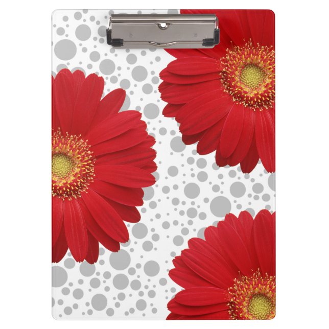 Personalise Polka Dot Red Daisy, change the dot co Clipboard (Front)