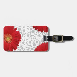 Personalise Polka Dot Red Daisy Luggage Tag