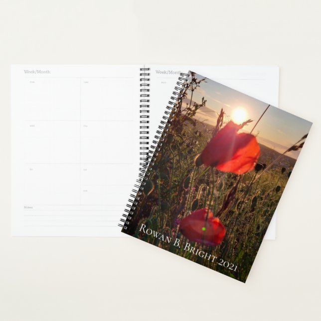 Personalise poppies at sunset planner (Display)