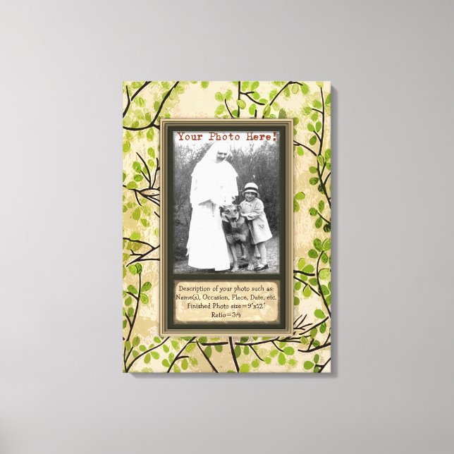 Personalise Portrait in Spring Branches Faux Frame Canvas Print (Front)