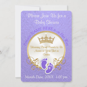 Personalise Princess Theme Baby Shower Invitations