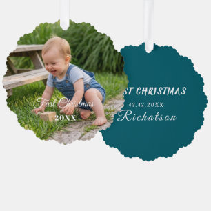 personalise professional Christmas Scalloped Tree Decoration Card