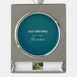 personalise professional Christmas Silver Tone Plated Banner Ornament