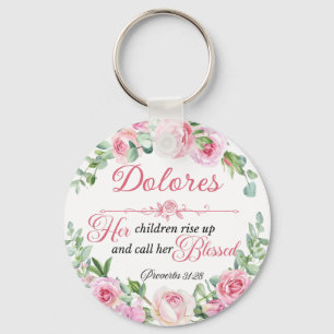 Personalise Prov 31:28 Mother's Day Floral Wreath Key Ring