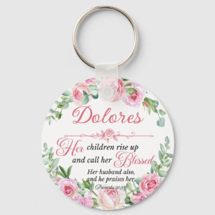 Personalise Prov 31:28 Mother's Day Pink Rose  Key Ring