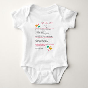 Personalise Psalm 23-NIV Bible Scripture Flowers Baby Bodysuit