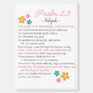 Personalise Psalm 23-NIV Bible Scripture Flowers Magnet
