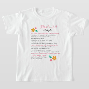 Personalise Psalm 23-NIV Bible Scripture Flowers T-Shirt